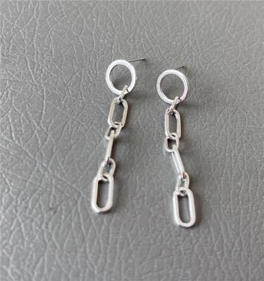 Women Fashion Jewelry Stainless Steel Link Chain Long Drop Earrings for Lady