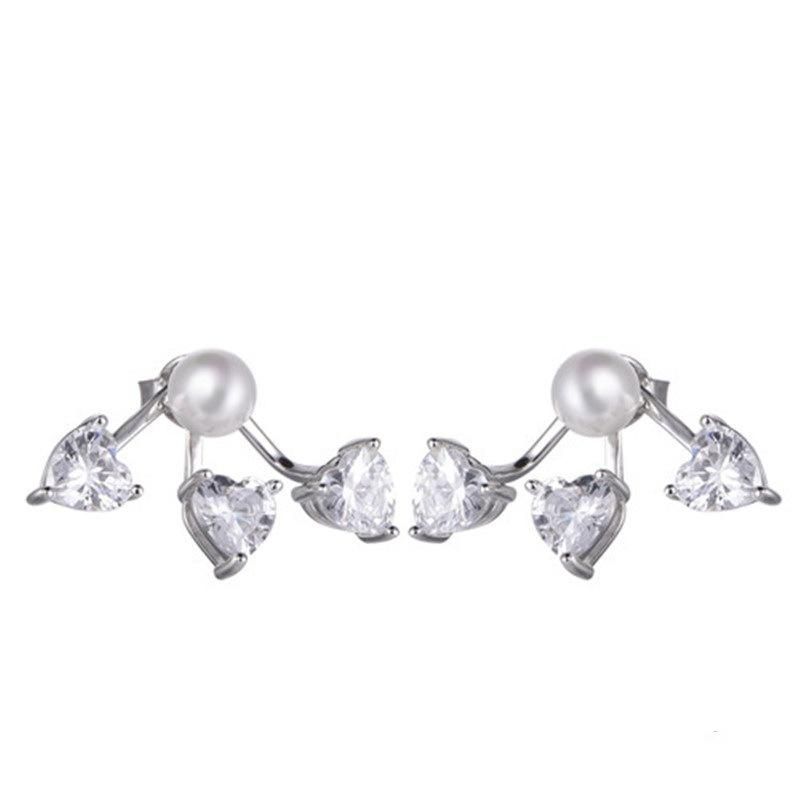 925 Sterling Silver Jacket Earring with Pearls