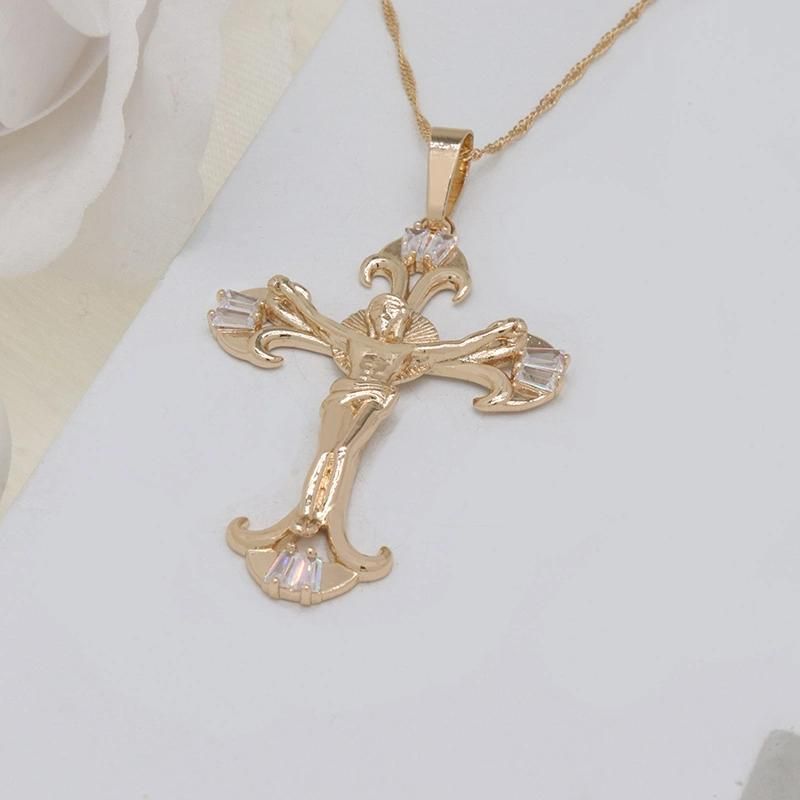 Wholesale Cubic Zirconia Jesus Cross Jewelry Necklace