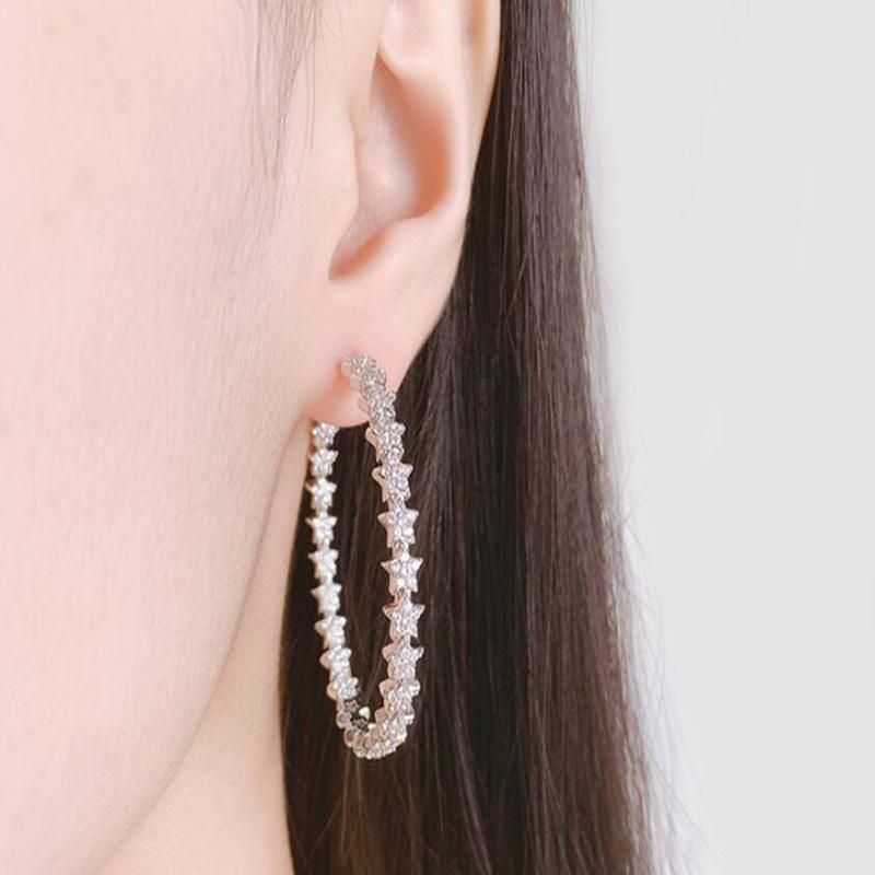 Wholesale Price Custom 925 Silver Fashion Jewelry Star Hoop Earrings