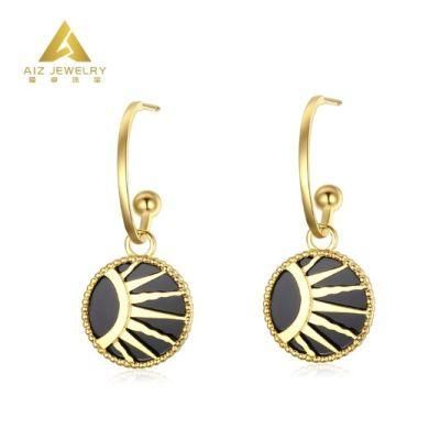 Latest Design Fashion Wedding Jewellery 925 Sterling Silver Drop Earring Yellow Gold Plated Jewelry with Enamel for Women