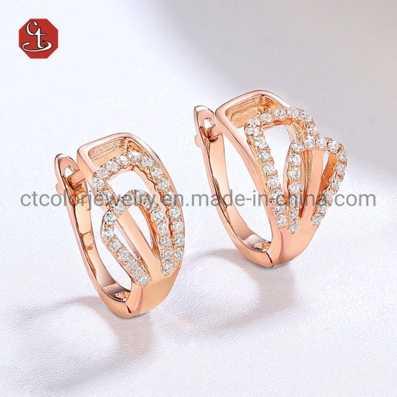 Fashion Jewelry 925 Sterling Silver Gold Plated/Rose Plated/White Plated CZ Women Earrings