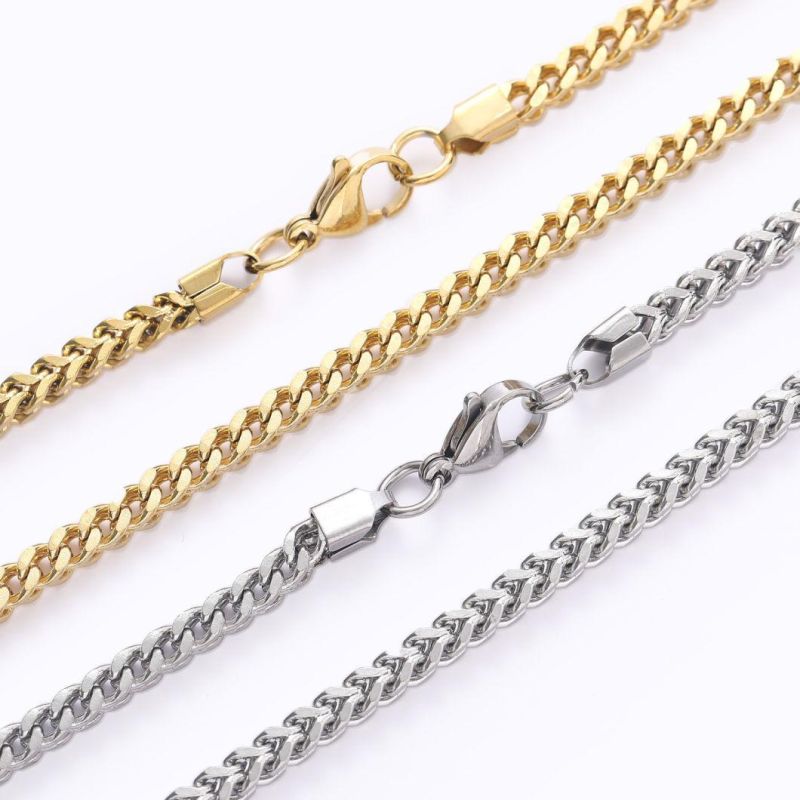 Hip Hop Stainless Steel Plus-Reverse Chain Fish Bone Chain