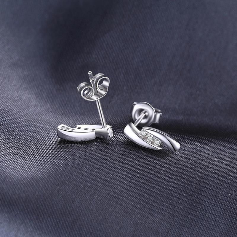 New Simulated Diamond Cubic Zirconia Stud Earrings Women 925 Sterling Silver Jewelry