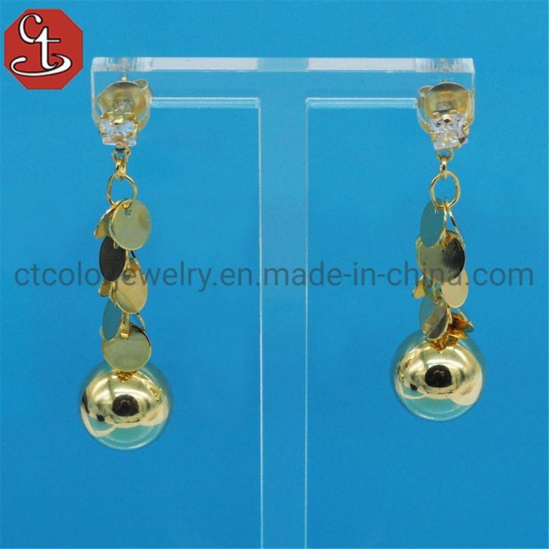 925 Sterling Silver Post three Round Plain Silver Ball linked Drop Dangle Earrings Fashion jewelry