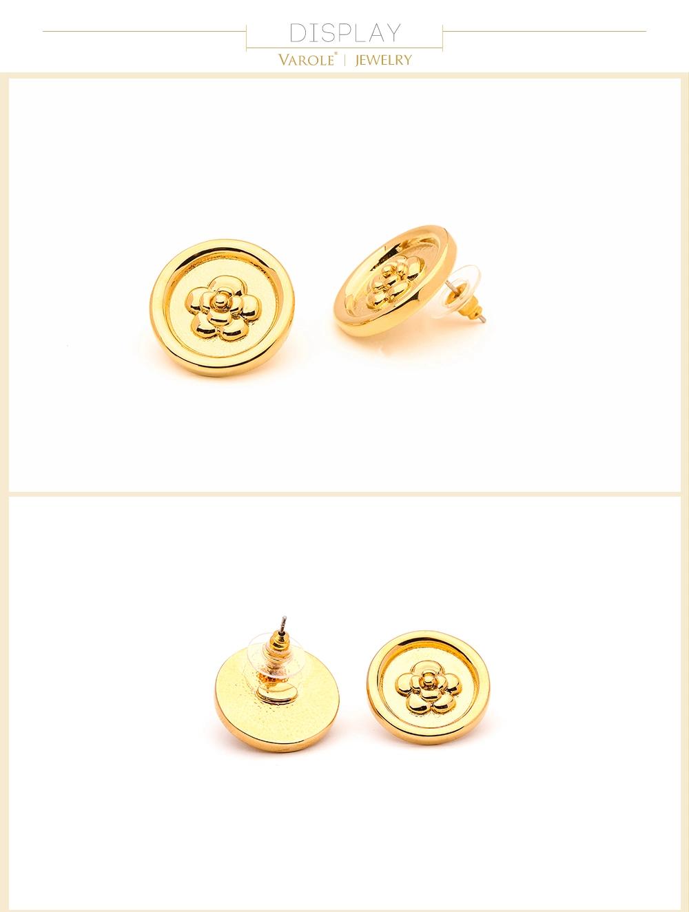 Front Flower Design Negative Head Shape Copper Earring