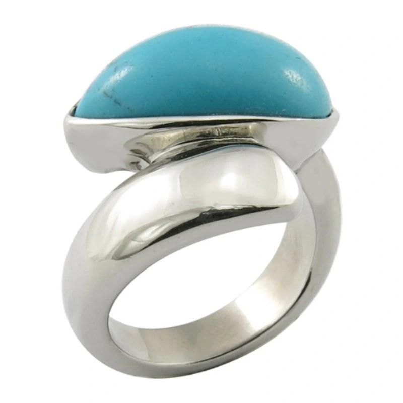 Oval White Stone Mens Ring Steel Jewellery
