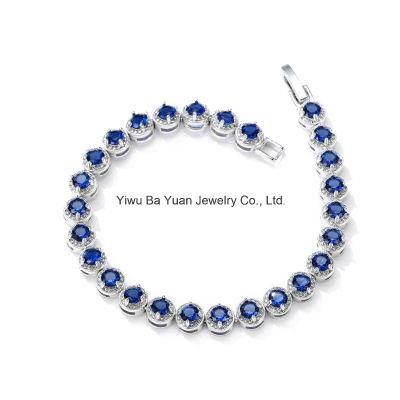 Sapphire Blue CZ Cubic Zirconia Bridal Wedding Party Jewelry Bracelet