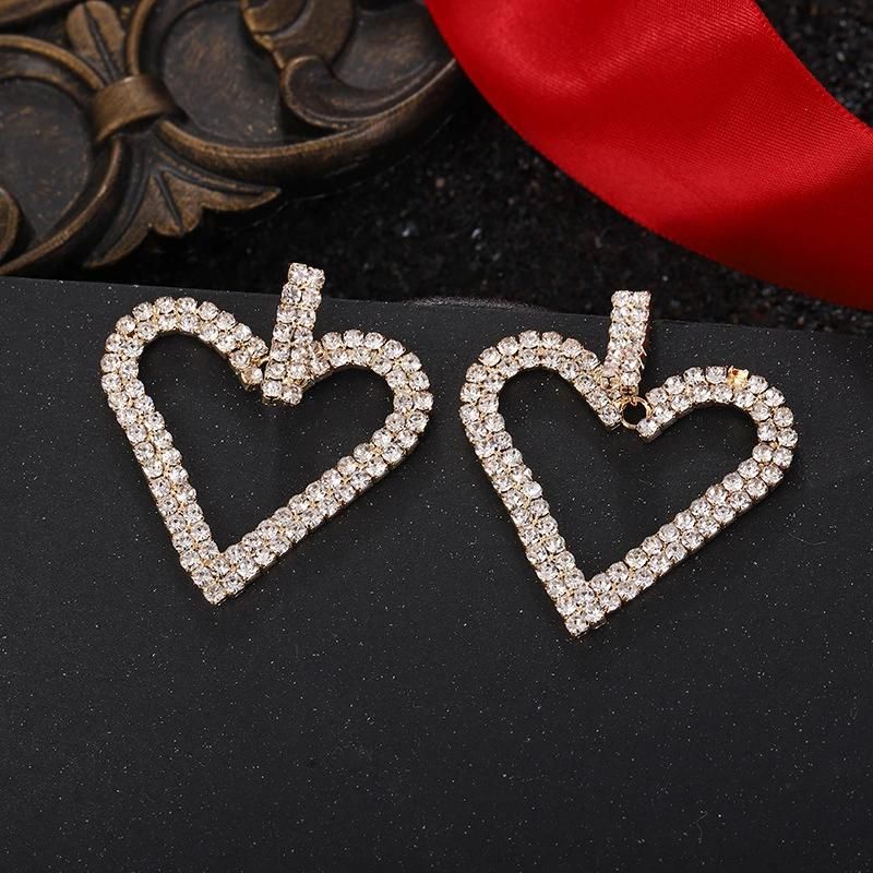 Wholesale Sparkling Heart Shape Crystal Rhinestone Drop Earrings