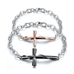 Couple Stainless Steel Fashion Jewellery Cross Bracelet