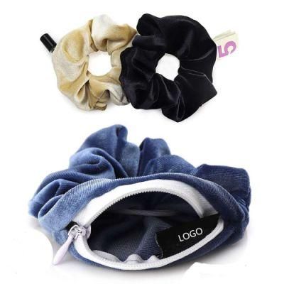 Velvet Zipper Scrunchies for Hair Wholesale Velvet Scrunchies with Zipper