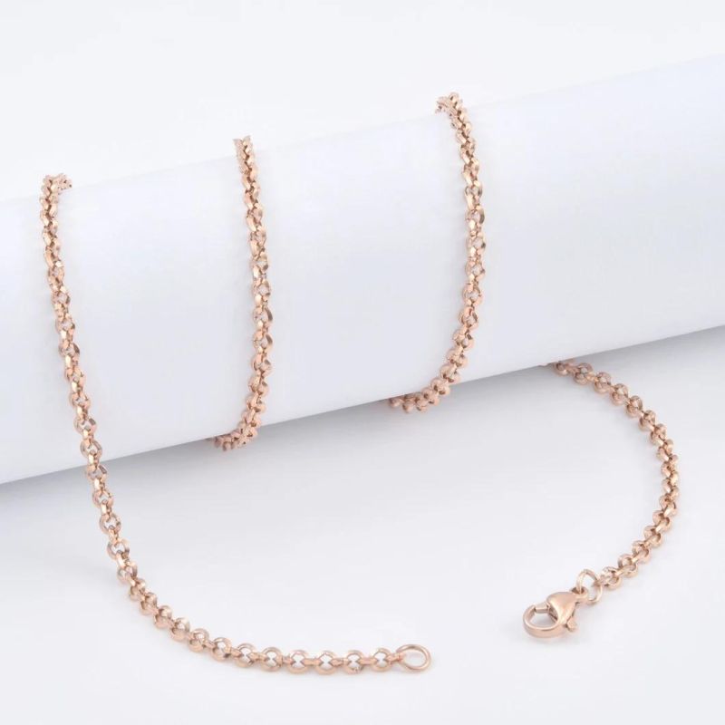 Manufacturer Customized Rose Gold Plated Stainless Steel Fashion Belcher Rolo Chain Jewelry Accessories for Bangle Bracelet Necklace