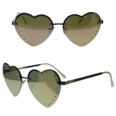 Heart Shape Half Frame Metal Sunglasses with Diamond for Kids