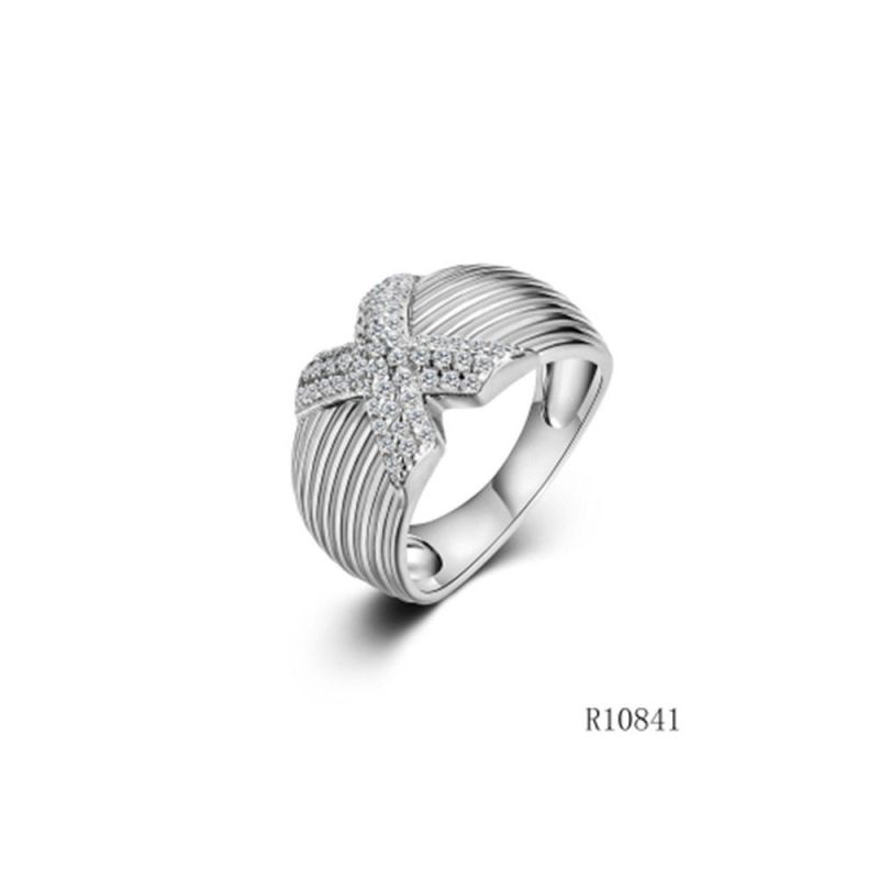 Wholesale Silver with CZ Thread Line Letter X Ring