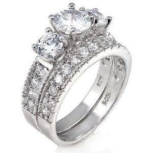 Fashion Factory Wholesale Silver Three Stone Ring Set