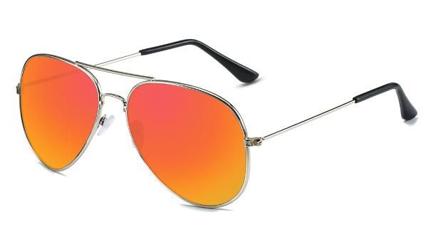 Classic Design Two Nose Bridges with Bold Mirrored Lenses Light Weight and Comfortable Metal Sunglasses