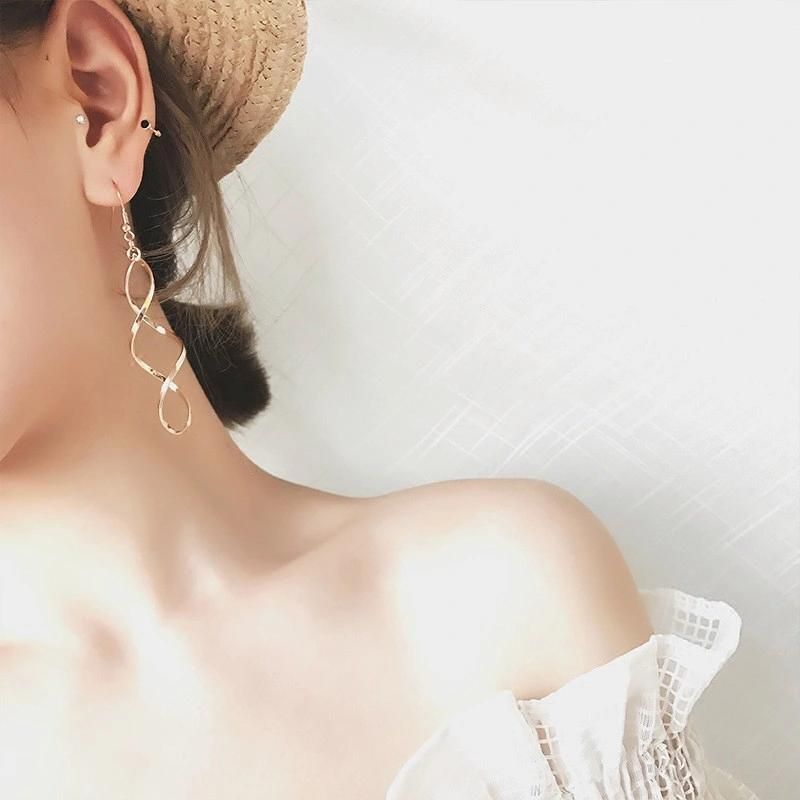 High Quality Fashion Double Loop Wave Drop Earrings Wedding Jewelry