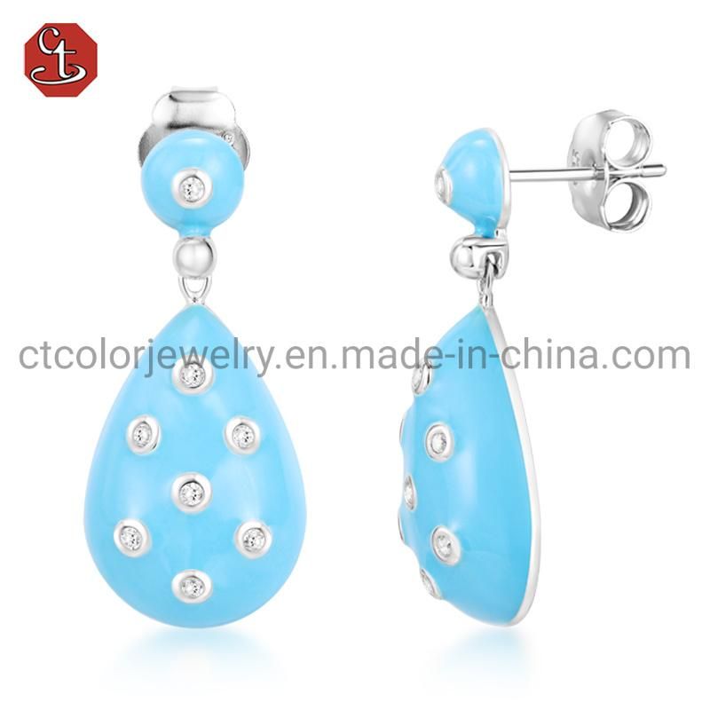 Trendy Jewelry 925 silver Enamel CZ Jewelry Set