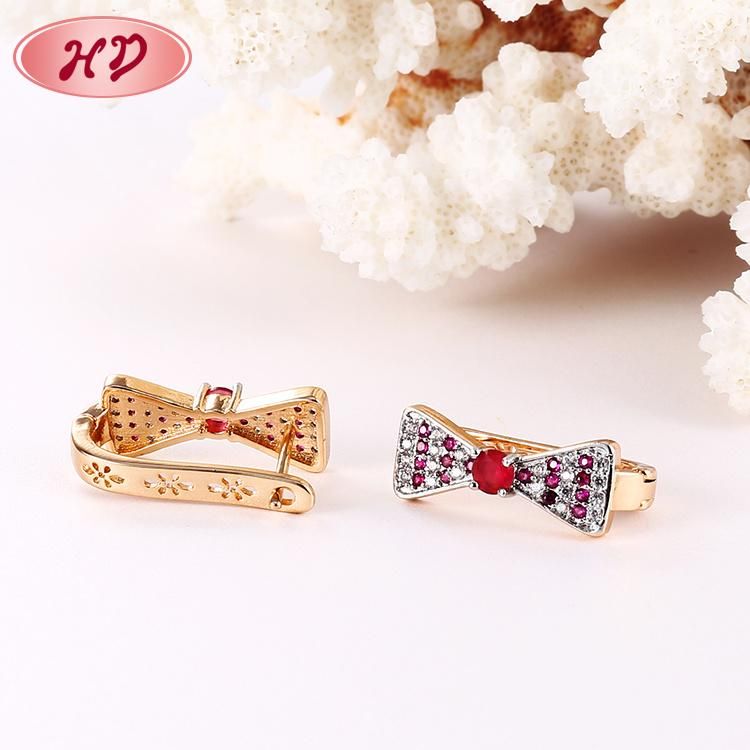 Fashion Women 14K 18K Gold Plated Costume Imitation Jewelry with CZ Pearl Huggie Hoop Earring