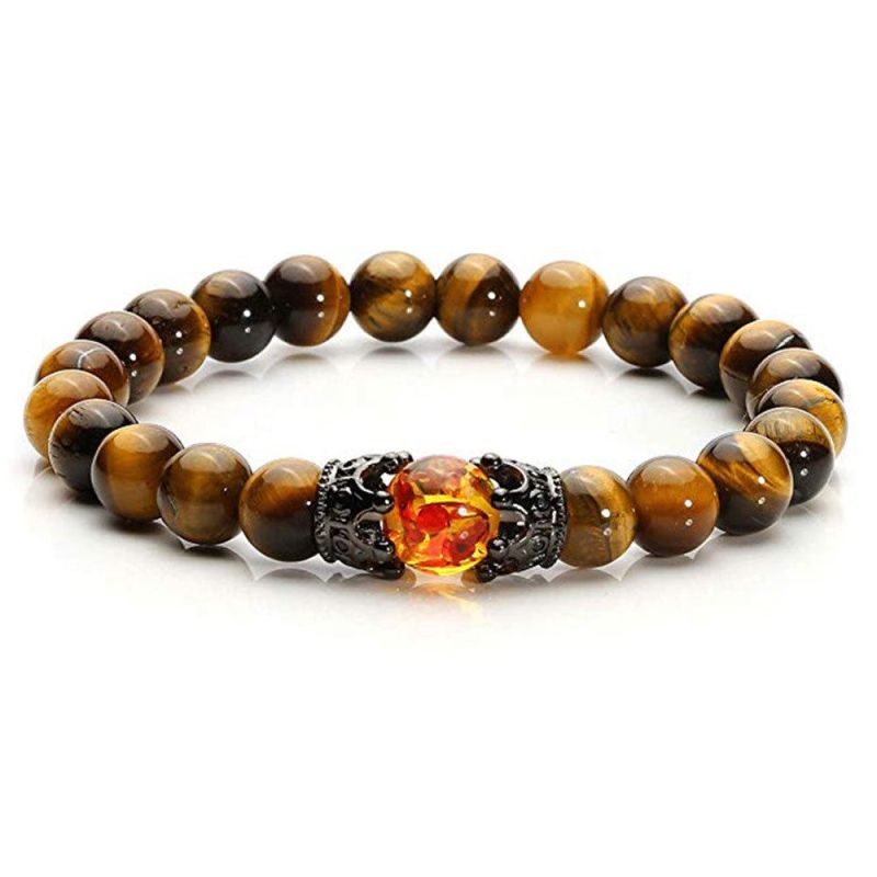 Wish Couple Jewelry Lava Stone Crown Distance Bracelets 8mm Natural Stone Healing Energy Beads Bracelet