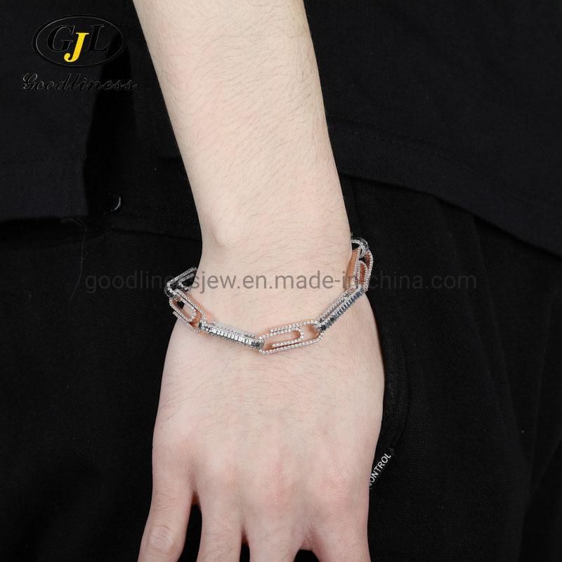 Hiphop Jewelry Gold Plated White Zircon Stone Chain Bracelets Jewelry