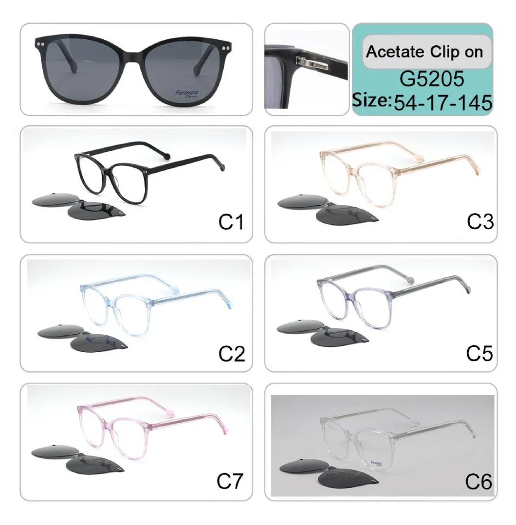 High Quality Clip on Acetate Optical Frame Eyeglasses Sunglass Sun Glass