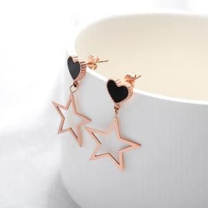 Love Five-Pointed Star Pendant Stainless Steel Earrings Stud