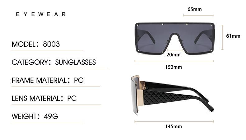 Fashion Modern Big Frame Sunglasses Female One-Piece Wide Edge Sunglasses