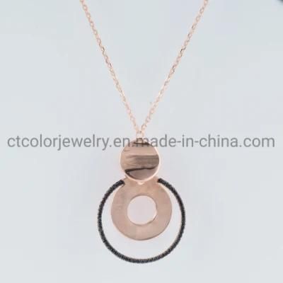 Hotselling OEM Custom Fashion 925 Silver Pendant Jewelry Gold Plated Necklaces with Circular Charm Women