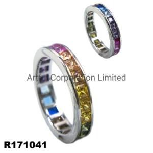 Fashion Jewelry 925 Sterling Silver Spinel Jewellery Simple Eternity Ring
