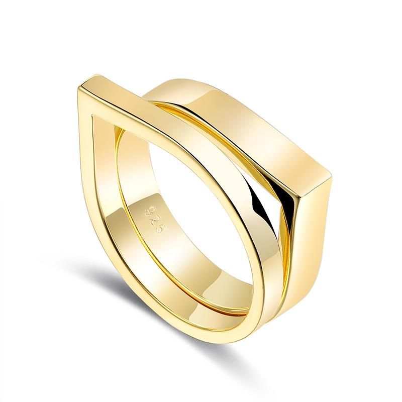 Gold Plated 925 Silver Fashion Accessories Luxury Elegant Jewellery Beauty Fashion Jewelry 2022 Trendy Women Fine Ring