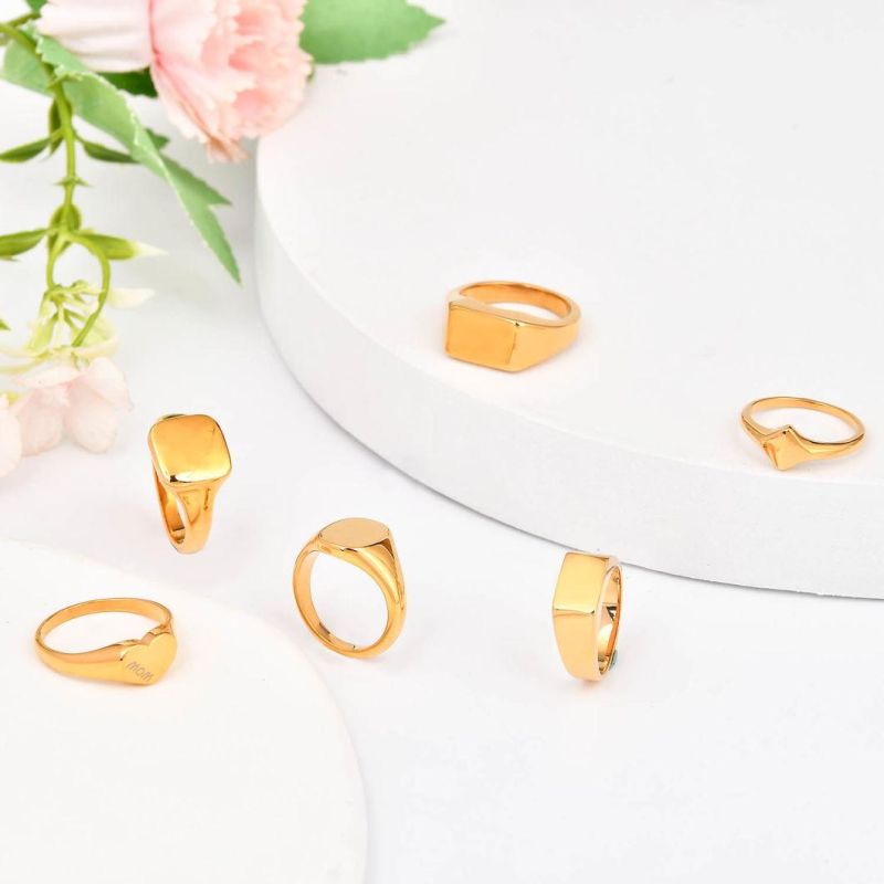 Minimalish Style Value Engagement Jewelry 18K/14K Real Gold Plated Stainless Steel Rings for Men Women