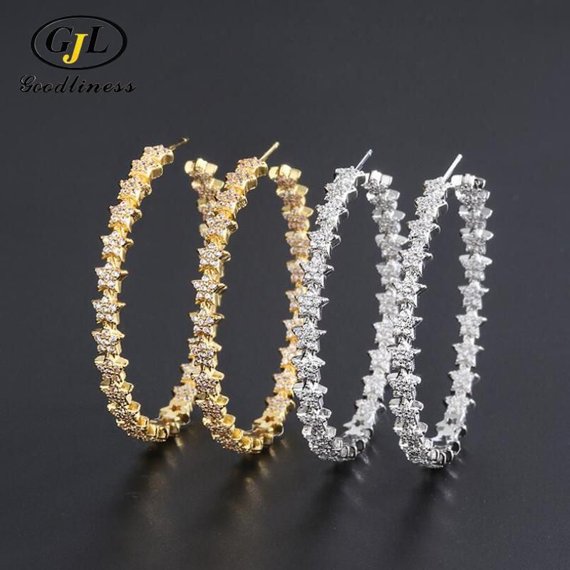 Wholesale Price Custom 925 Silver Fashion Jewelry Star Hoop Earrings