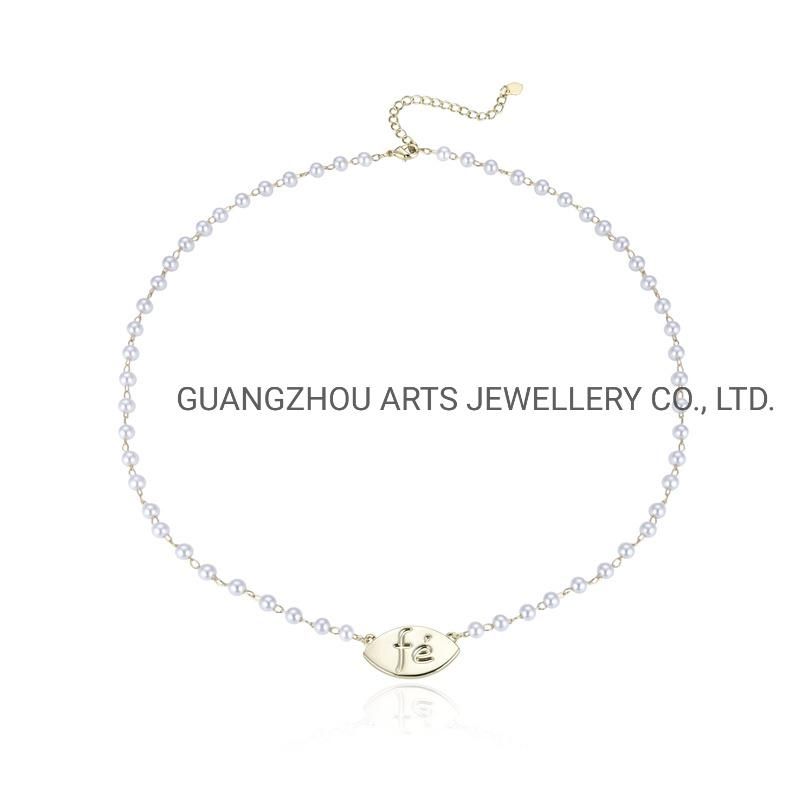 Classic Jewelry Leave Shape Stackable White Pearl Necklace