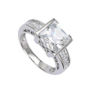 Classic Princess Cut White Topaz Diamonique 925 Silver Wedding Ring