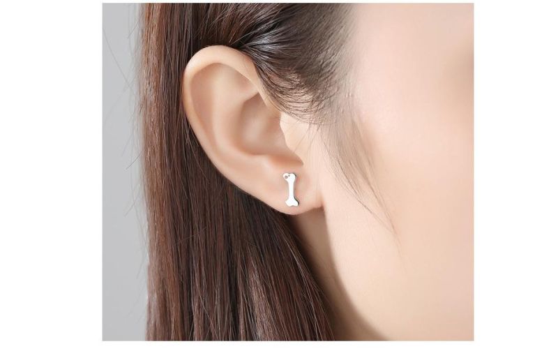 Jewelry Irregular Earring Stud in Dog and Bone Shape