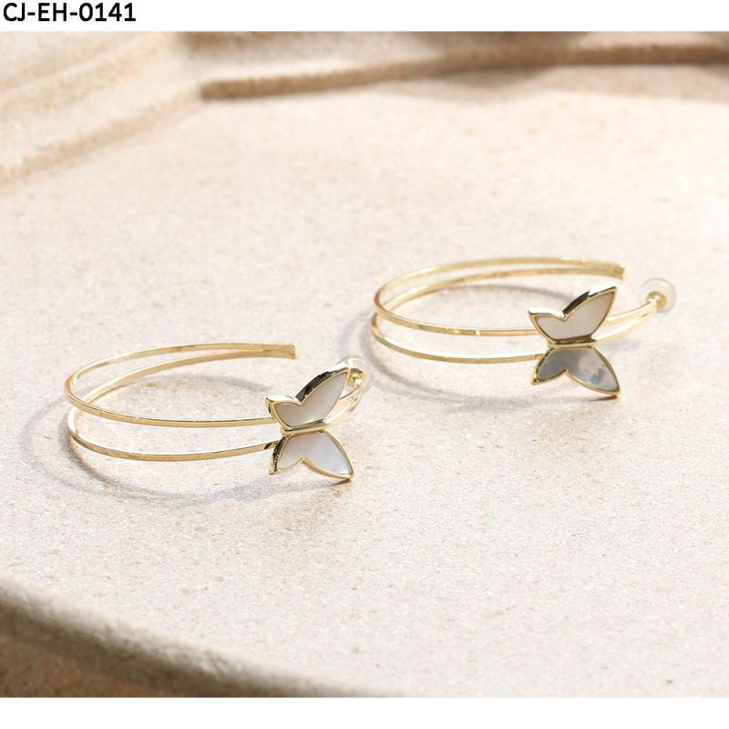 Fashion Shell Butterfly Earrings 925 Silver Exaggerated Acrylic Custom Luxury Gold Ear Crawler Hook Earrings for Women