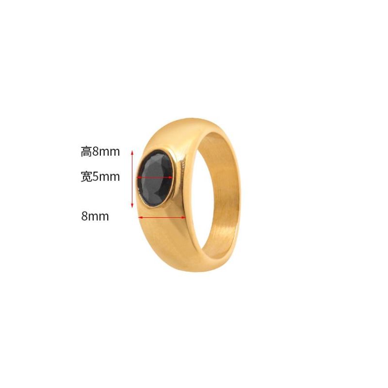 Jeweler′s Brown Round Black Stone Stylized Stainless Steel Gold Plated Ring Gold Plated Gem Ring