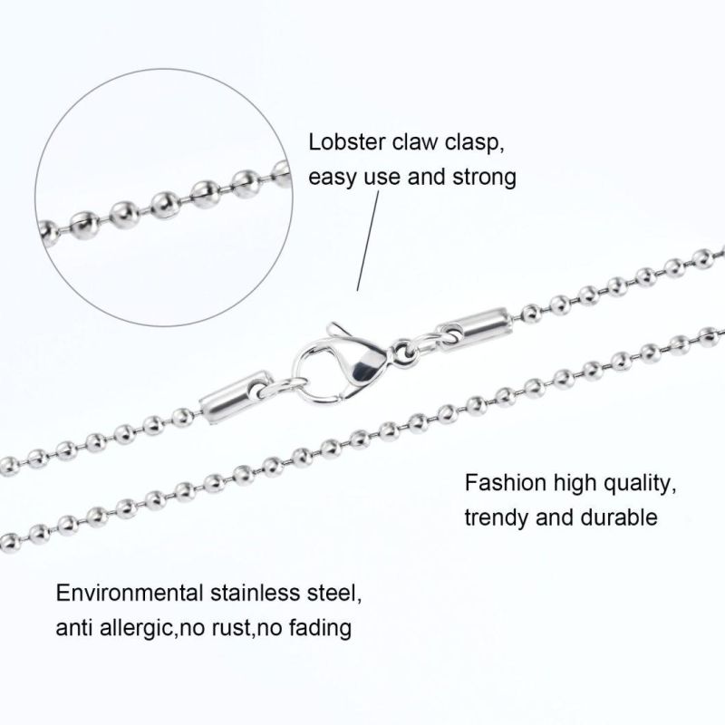 Factory Supplier 18K PVD Gold Plated Ipg Stainless Steel Round Bead Chain Necklace Jewelry