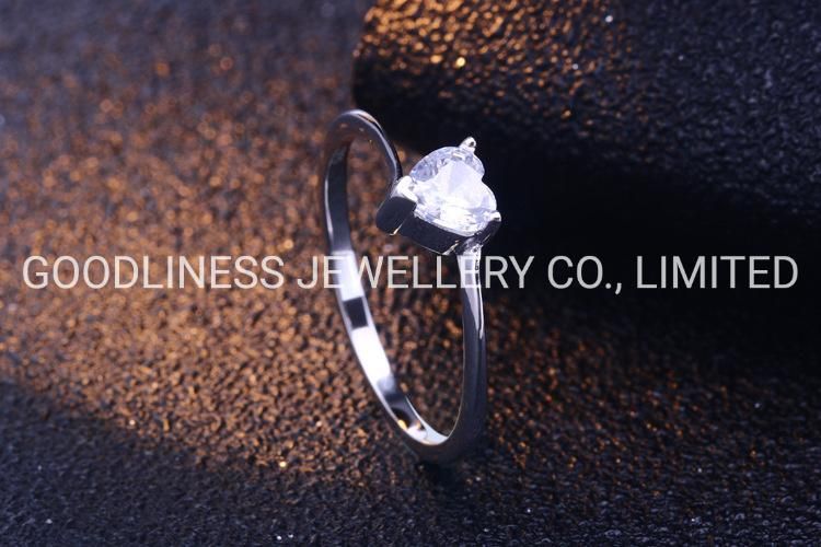 Minimalist Delicated Rhinestone Cubic Zircon Promise Heart Rings for Women