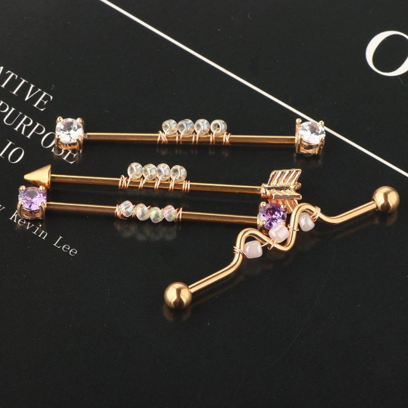 4PCS 14G Industrial Barbell Earrings Cartilage Stainless Steel 38mm Industrial Piercing Bar Body Piercing Jewelry