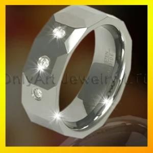 Diamond CZ Tungsten Ring Fashion Jewelry for Valentine&prime;s Day