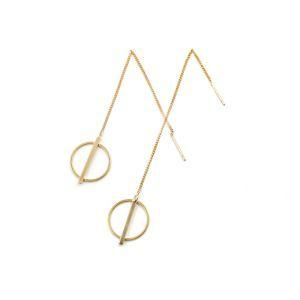 14K Gold Plated Long Threader Drop Dangle Earrings