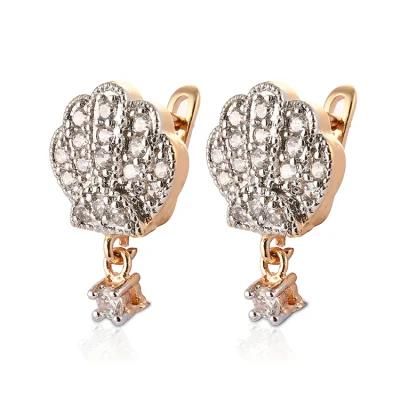 Costume Fashion Jewelry Women 14K 18K Gold Plated Imitation CZ Pearl Huggie Hoop Earring