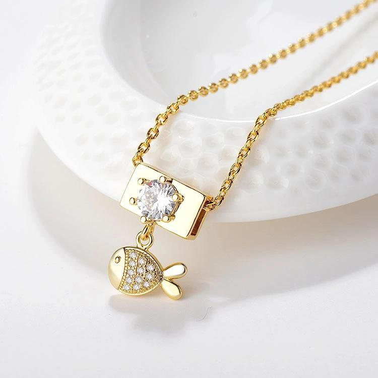 Hiphop Religious Jewelry Fashion 18K Gold Pendant Necklace with Crysatal