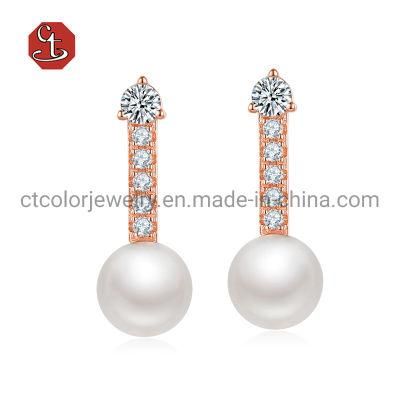 Fashion Jewellery 925 Silver Jewelry Stud Freshwater Pearl Earrings for Women