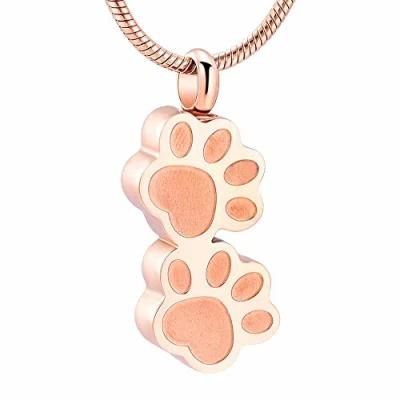 Double Pet Paw Cremation Jewelry Pendant for Puppy
