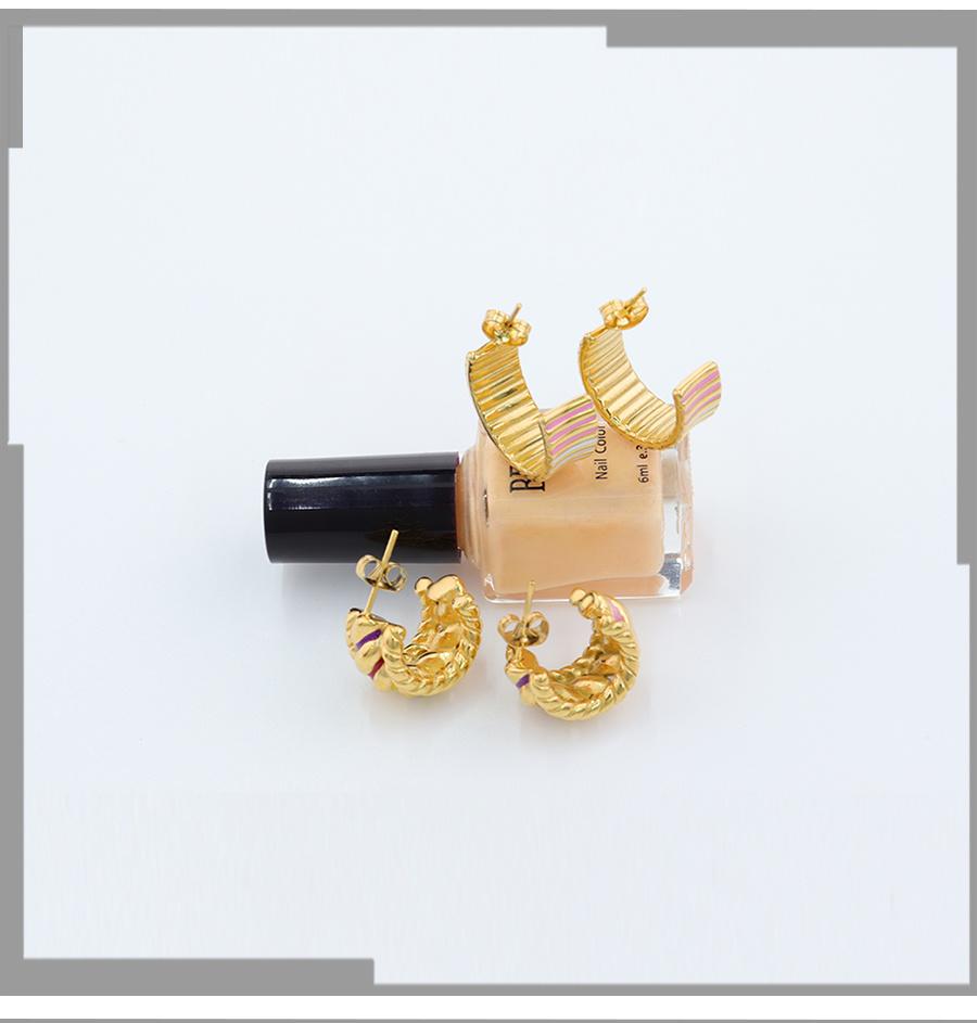 Stainless Steel Plated 18K Gold Leisure Spiral Pattern Women′ S Three-Dimensional Enamel Earrings