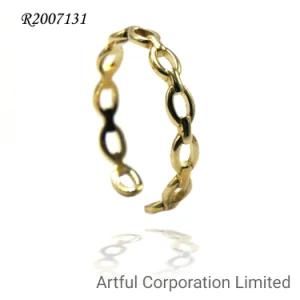 925 Sterling Silver&Brass Ring in Gold Plated Open Size