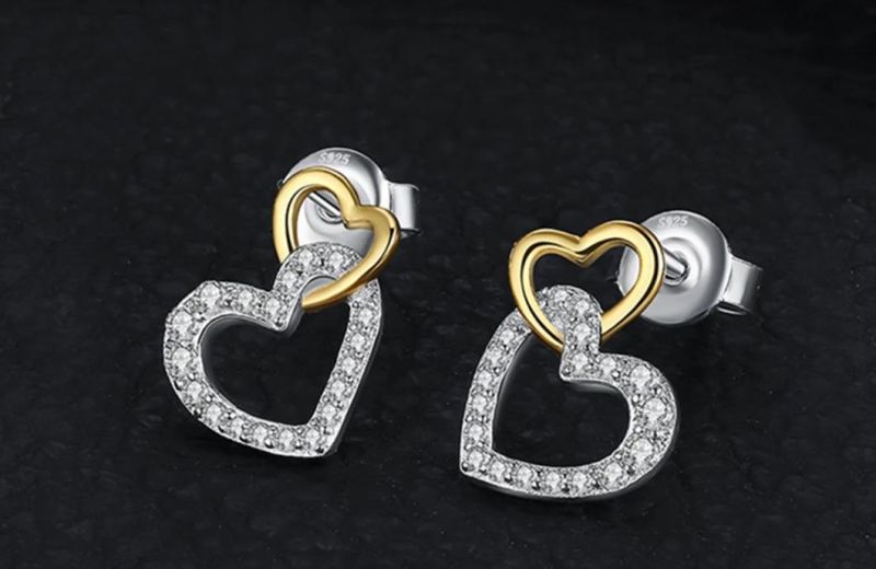925 Sterling Silver Infinity Love Hearts Pave Cubic Zirconia Stud Earrings for Women Wholesale